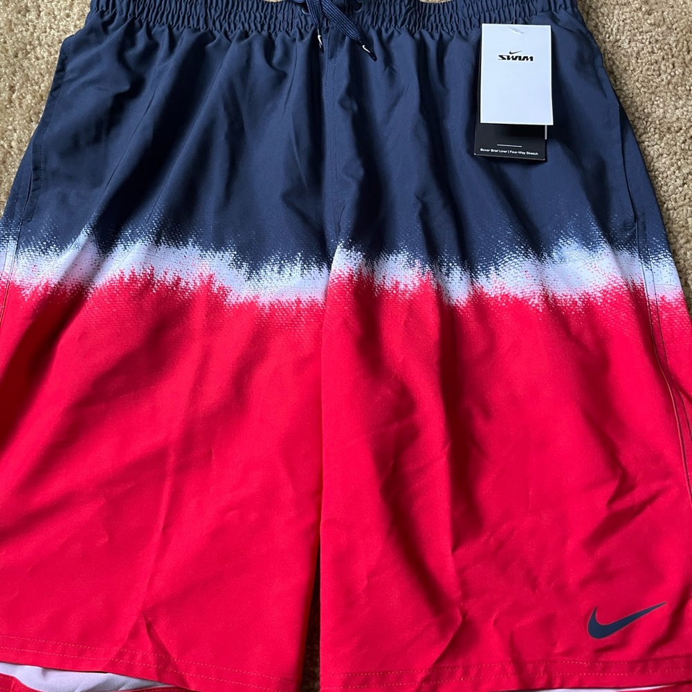 Nike Swim Gradient Red and Navy Swim Shorts